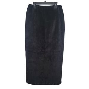 NWT Jones New York Country long black suede leather skirt - 4